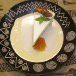 American Citrus Cheesecake with Walnuts and Creme Anglaise Dessert