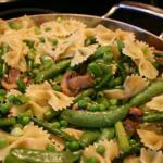American Bowtie Pasta with Asparagus Shitakes and Spring Peas Dinner