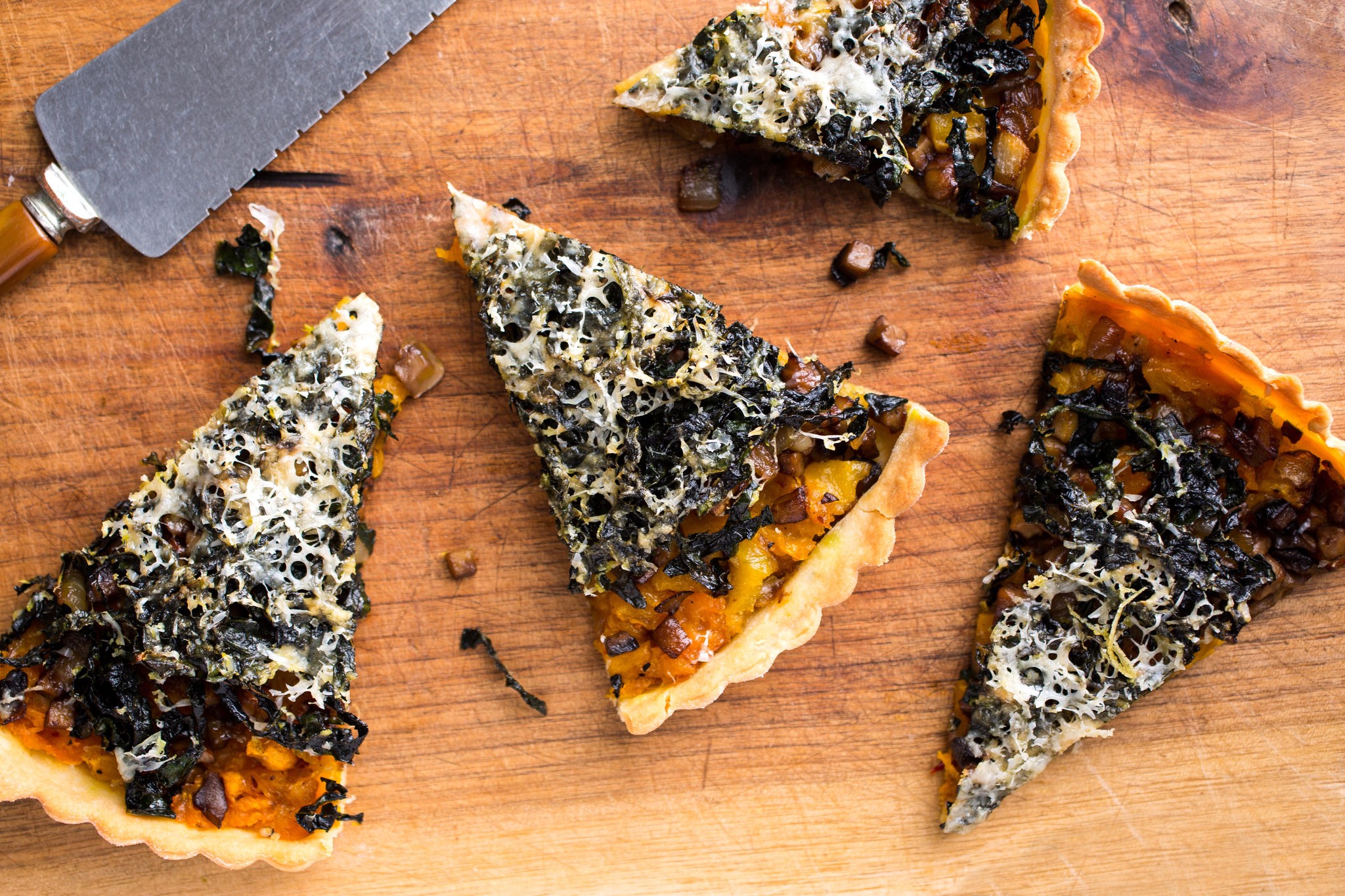 Australian Kuri Squash Mushroom and Kale Tart with Rosemary Crust Recipe Appetizer