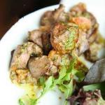 Chicken Livers with Pesto and Tomatoes recipe