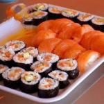 American Sushi with Salmon Avocado and Cream Cheese Appetizer