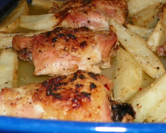 Australian Amazing Baked Lemon Garlic Chicken Thighs and Potatoes Dinner