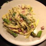 British Tagliatelle with Asparagus and Bacon Dinner