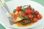 American Braised Coral Trout With Tomatoes Mint And Green Olives Recipe Appetizer