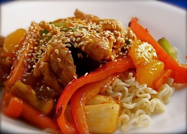 Australian Mandarin Pork Stirfry With Sesame Noodles Dinner