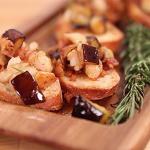 Australian Eggplant Bean and Pancetta Bruschetta Appetizer