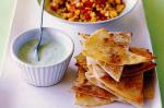 Tortilla Chips With Coriander Cream and Chilli and Corn Salsa Recipe recipe