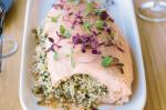 Australian Barbecued Whole Salmon With Cracked Wheat Stuffing And Coriander Cream Recipe Appetizer