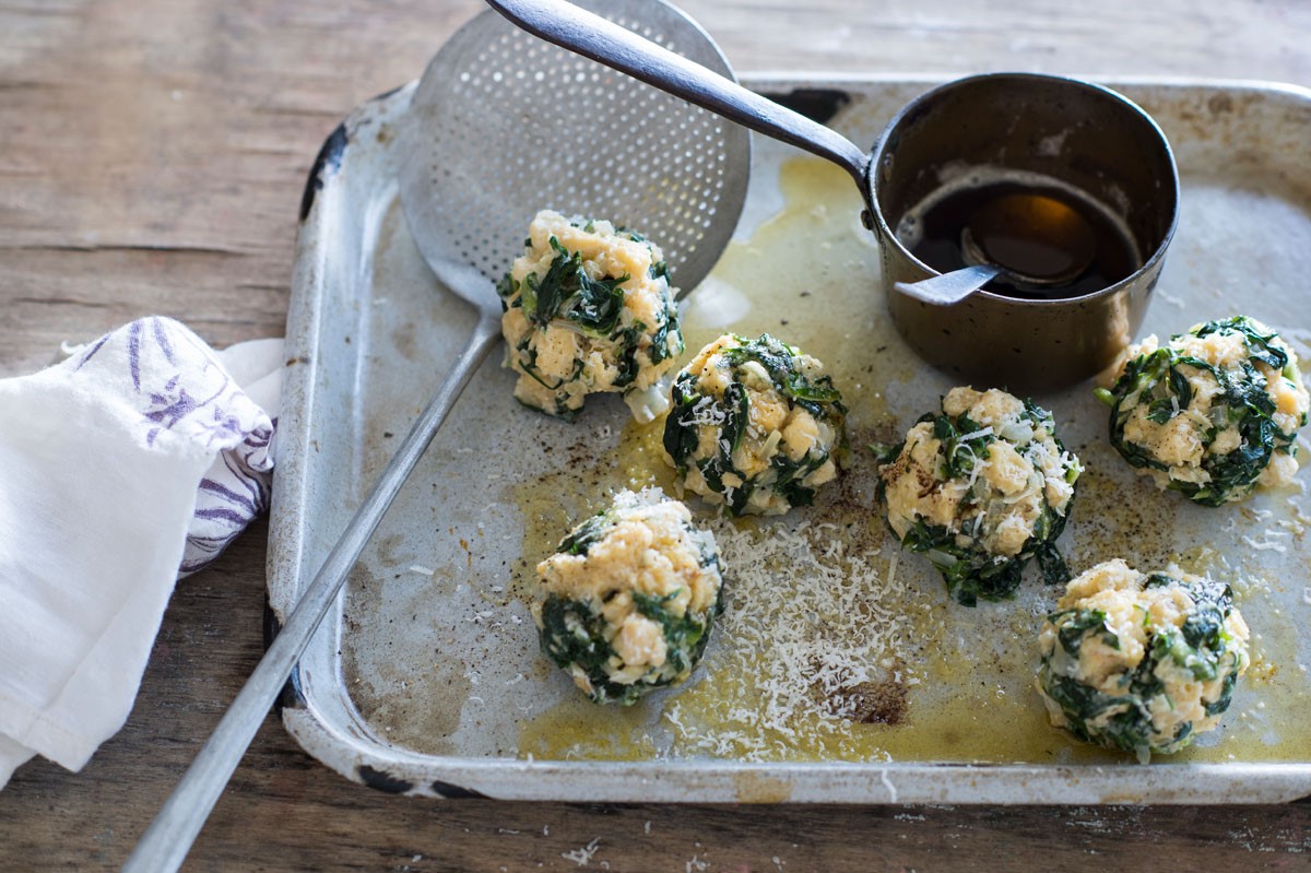 Italian Bread Dumplings with Chicory canederli Appetizer