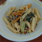 British Pasta with Chard Courgette and Carrot in Cream Sauce Appetizer
