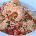 American Tepid Salad of Couscous and Prawns Appetizer