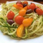 Canadian Low Carb Zucchini Spaghetti with Tomato and Olive Appetizer