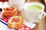 British Creamy Pea Soup And Garlic Bacon Toasts Recipe Appetizer
