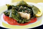 British Vine Leafwrapped Swordfish With Capers and Herbs Recipe Appetizer