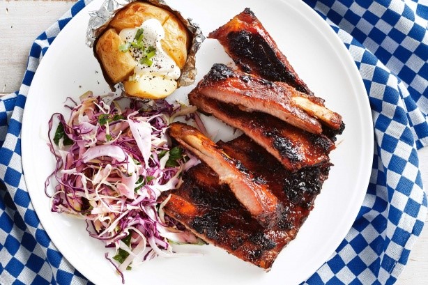 Canadian Sticky Aussie Barbecue Ribs With Fennel And Apple Slaw Recipe Dessert