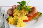 American Scrambled Eggs With Bacon And Avocado Recipe Appetizer