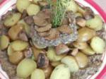American Potatoes With a Mushroom Puree  Garnished With Truffles Appetizer