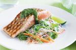 American Chargrilled Salmon With Coriander Pesto And Rice Noodle Salad Recipe Appetizer