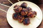 American Smokey Barbecued Meatball Skewers Recipe Appetizer