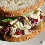American Chicken Sandwich with Mayonnaise Curry Almonds and Grapes Appetizer