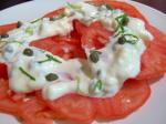 American Sliced Tomatoes With Lemon Caper Sauce Appetizer
