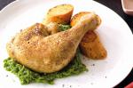 Spiced Chicken With Garlic Pea Puree Recipe recipe