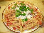 American Spaghetti with Tomatoes and Feta Dinner