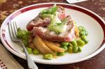 American Chargrilled Tuna On Braised Broad Beans With Mint Aioli Recipe Appetizer