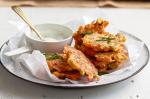 American Curried Vegetable Fritters With Minted Yoghurt Recipe Appetizer