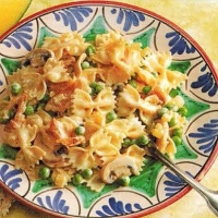 Italian Farfalle With Peas Prosciutto And Mushrooms Dinner