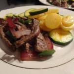 American Beef Tips with Potato and Zucchini Appetizer