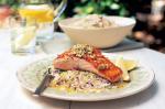 American Grilled Salmon With Greenolive Butter On Couscous Recipe Appetizer