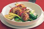 British Salt and Pepper Chicken Skewers With Stirfried Bok Choy Recipe Appetizer