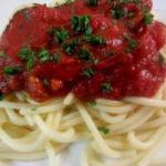 Pasta Bigoli with Piquant Tomato Sauce recipe