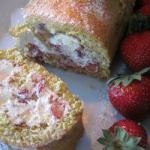 American Omas Strawberry Roulade with Nuts Dessert