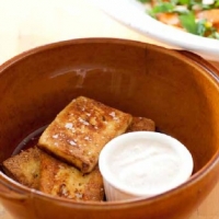 Korean Pan Fried Tofu with Spiced Yoghurt Appetizer