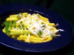 Italian Pappardelle With Peas and Asparagus in Orangesaffron Sauce Dinner