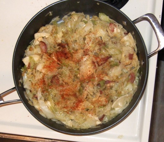 American Perogies With Cabbage Bacon and Onions Appetizer