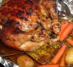 British Roast Capon With Chilicilantro Rub and Roasted Carrots Appetizer
