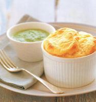 American Goat Cheese Souffle with Creamed Spinach Sauce Appetizer