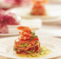 American Smoked Salmon with Avocado Salsa and Shrimp Appetizer