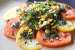 American Sliced Tomatoes With Corn and Basil Dinner
