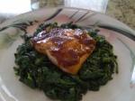 American Javanese Roasted Salmon and Wilted Spinach Dinner