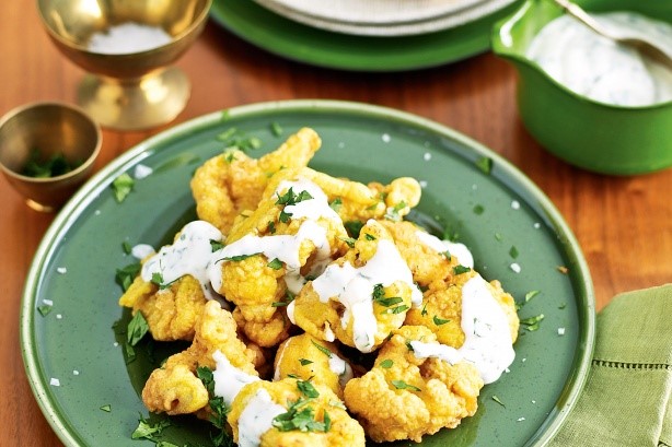 American Fried Cauliflower With Coriander Yoghurt Recipe Appetizer