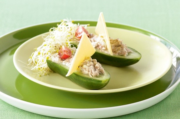 American Cucumber And Cheese Boats Recipe Appetizer