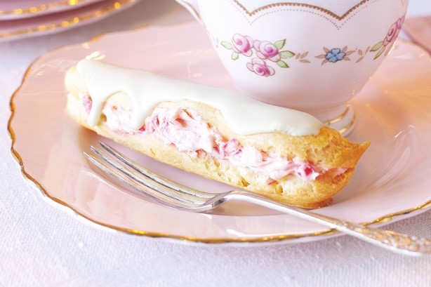 American Raspberry and White Chocolate Eclairs Recipe Dessert