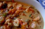 American Shrimps With Bell Peppers and Cheese Sauce Appetizer