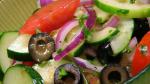 American Cucumber Tomato Salad with Zucchini and Black Olives in Lemon Balsamic Vinaigrette Recipe Appetizer
