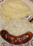 American Bangers and Mash with Creamed Onion Sauce Dinner