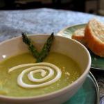 American Soup with Cooked Asparagus Appetizer